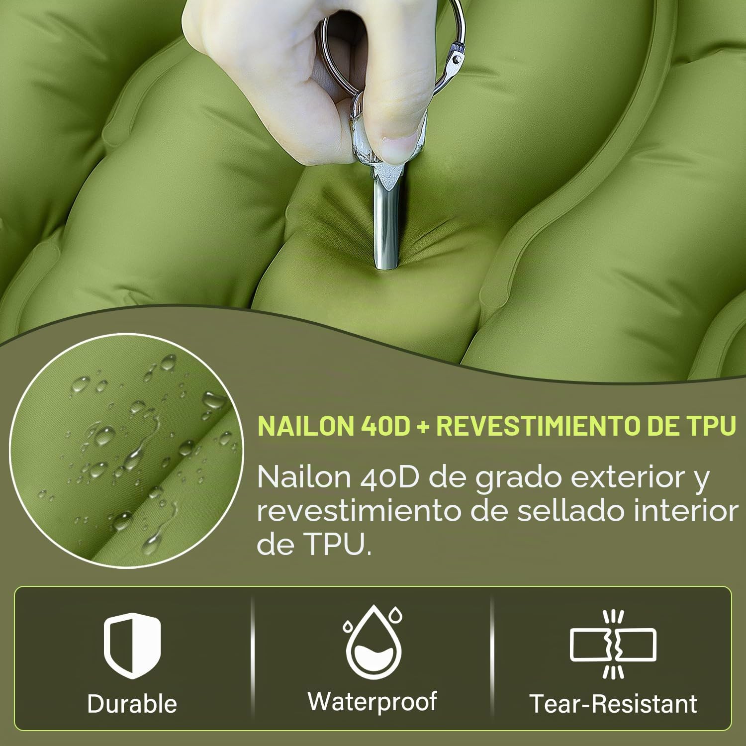 FUN PAC Almohadilla de Dormir para Camping, Ultraligera con Almohada, Bomba de pie incorporada, Almohadillas de Dormir inflables compactas para Acampar, mochilero, Senderismo, Tienda de Viaje