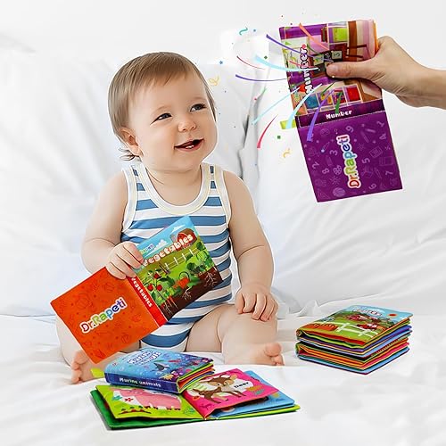 Miniatura 7 de Dr.Rapeti Libros de Tela Suave Libros para Bebés Libros de Baño Paquete de 6 para Bebé Infante Niño Pequeño Niños Arrugados Chirriantes Lavables