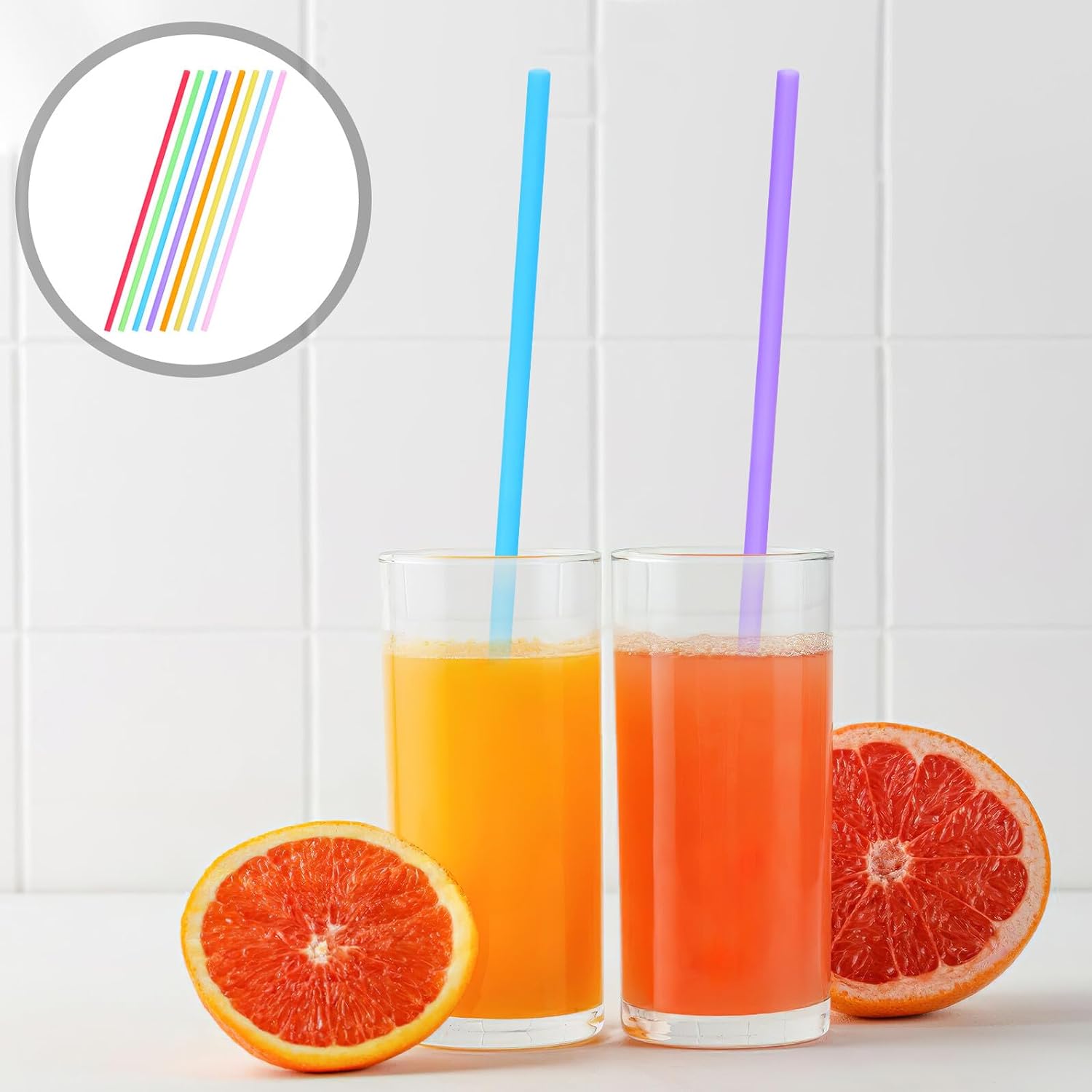Disposable Plastic Straight Straws 600pcs, Flat Drinking Straws for Juice Milk Coffee Smoothies Party Use Household Supplies