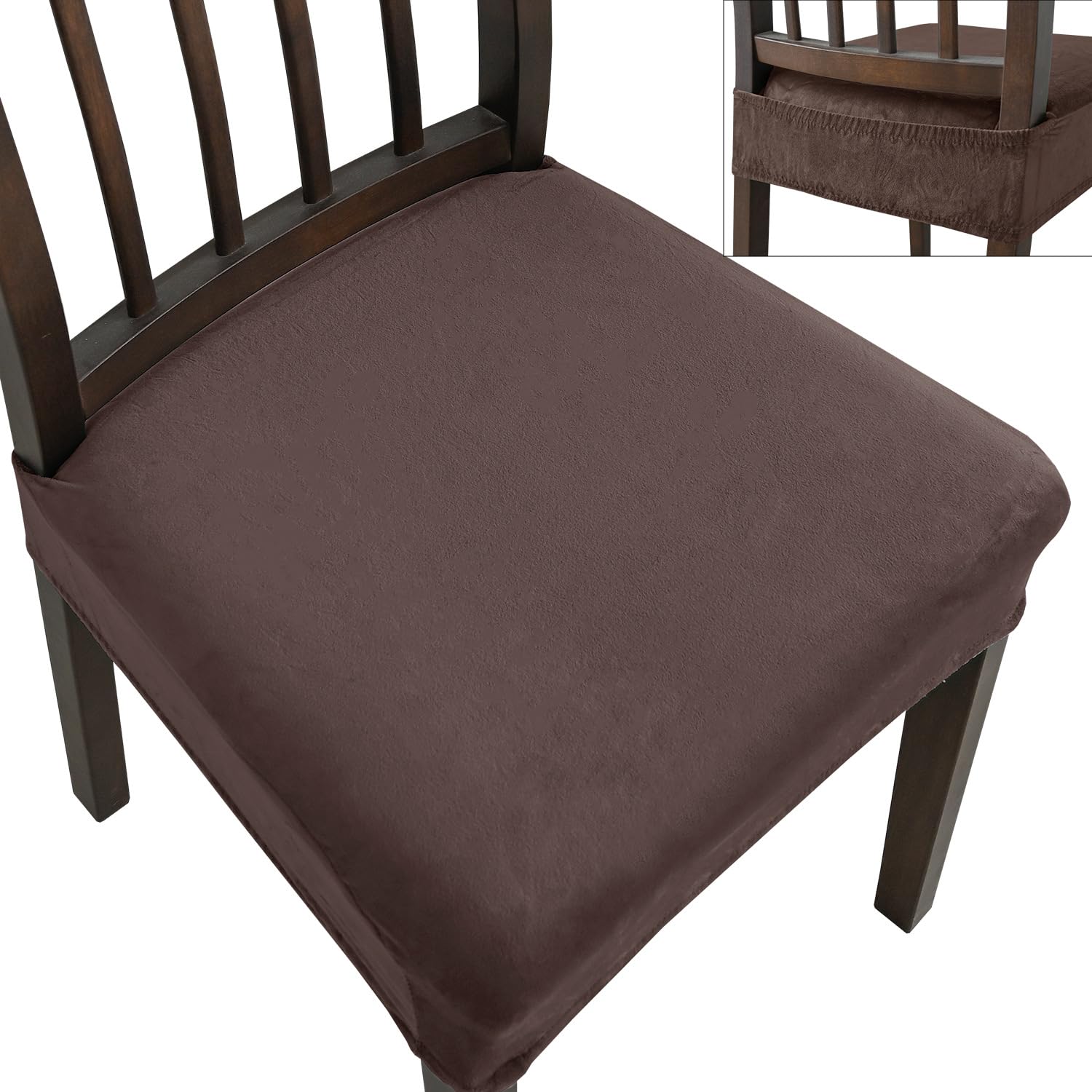 Stuhlhussen 8er Set Kaffee Stuhlbezug Sitzfläche Spandex Stretch-Sitzbezug Stuhl,Abnehmbar und Waschbar,Küche Stuhlbezüge Esszimmer Stuhl Überzug Stuhl Bezug Hochzeit