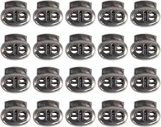 uxcell 20 Pcs Plastic Cord Locks Spring Stopper Double Hole Toggle Fastener Stopper Rope End for Drawstrings Clothing, Shoe, Bags, Tie-Downs, 17 x 15mm Metal Black