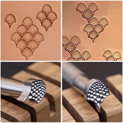 Miniatura 4 de Herramientas de estampado de cuero para manualidades de cuero, herramienta de sello de cuero con patrón de escamas de dragón con acero inoxidable 304
