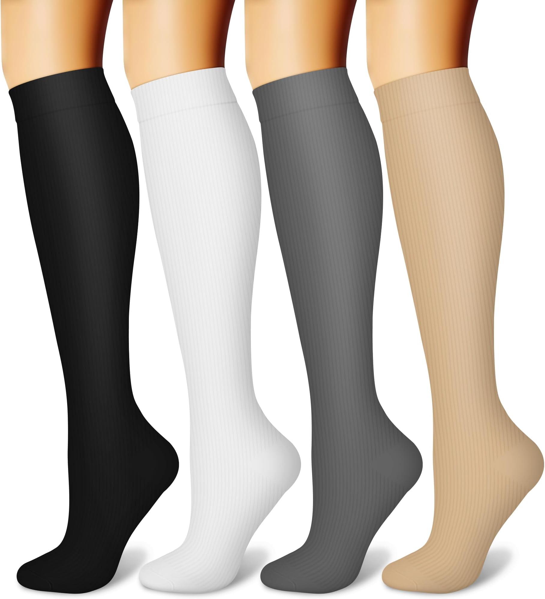 4 Pairs Compression Socks for Women and Men