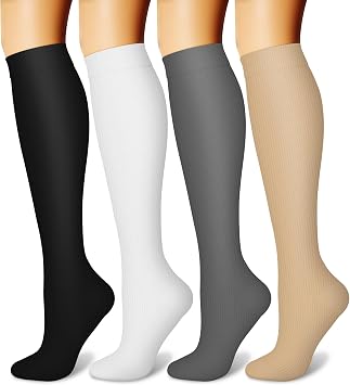 CHARMKING 4 Pairs Compression Socks for Women and Men