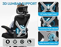 Vista 3 de Ergonomic Office Chair - X-Shaped Computer Desk Chair Comfy, Gaming Chair, Office Chair with Lumbar Support, Mesh Office Chairs with Headrests, Desk