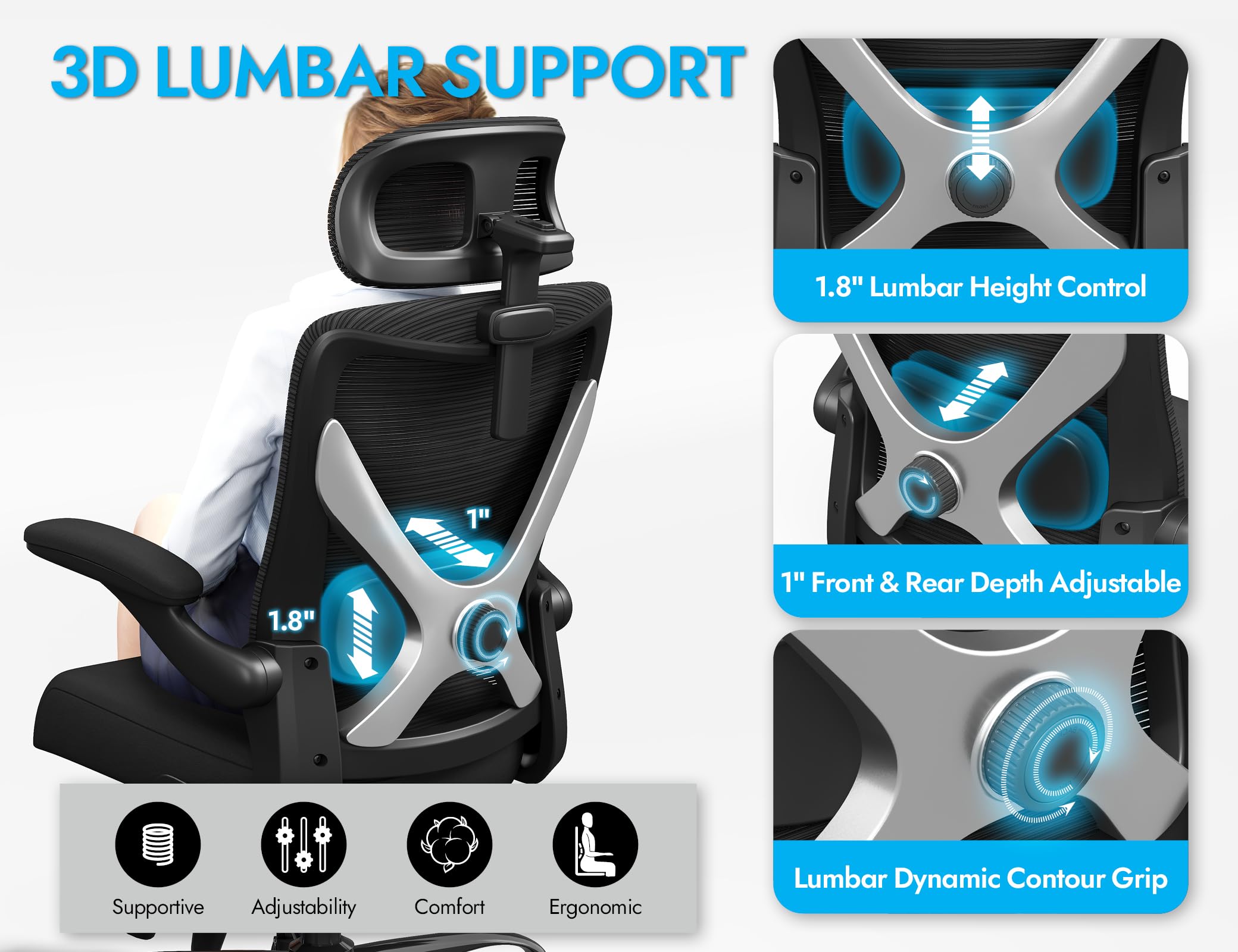 Amazon.co.jp: 人間工学に基づいたオフィスチェア:調節可能なランバー