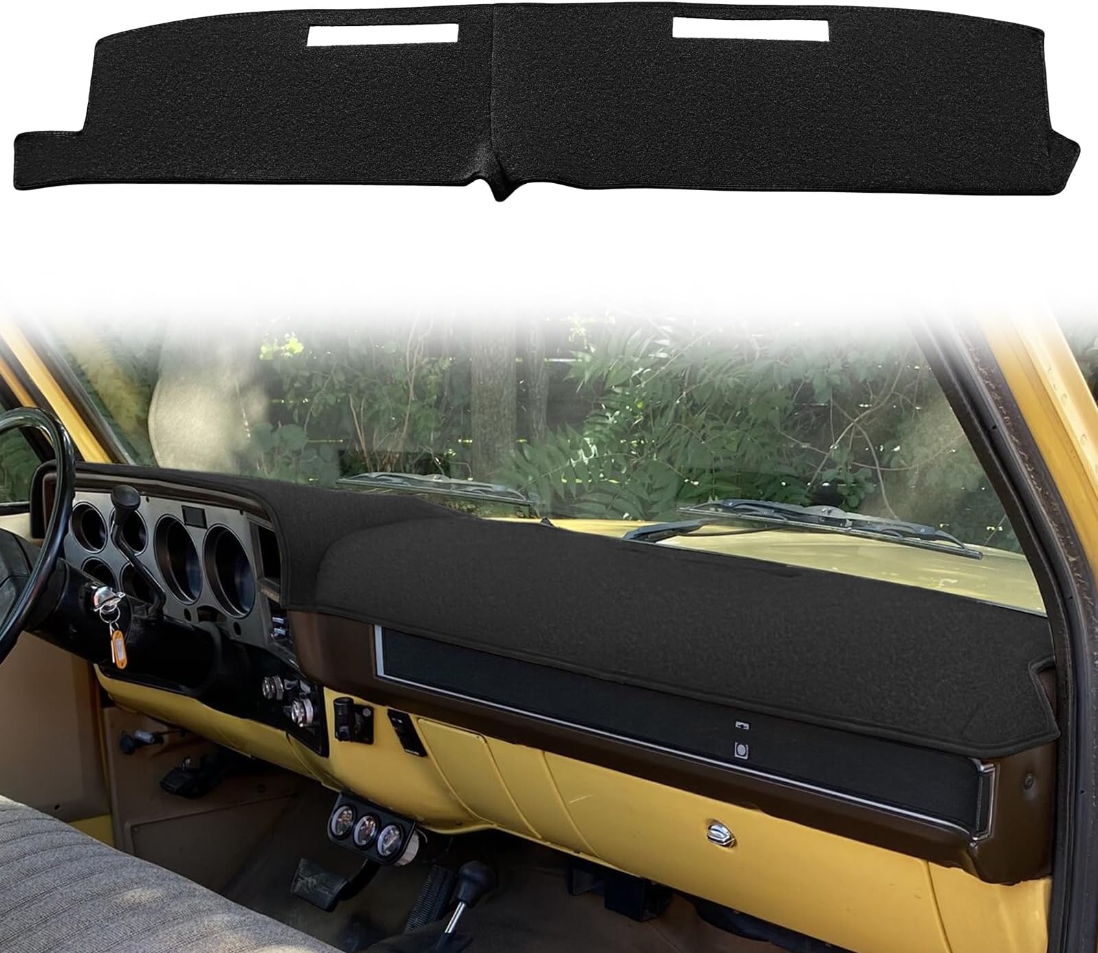 Yiz Dash Cover Mat Custom Fit for 1981-1991 Chevrolet Chevy C/K/R/V Series Suburban Blazer,GMC C/K/R/V Series Jimmy,Dashboard Cover Pad Cap Carpet Protector (Black) J22