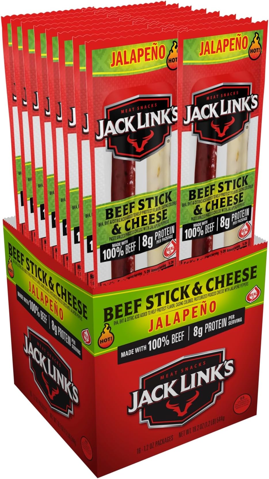 Jack Link's Combo Pack Jalapeno Sizzle Beef and Cheese Sticks Combo Pack, 1.2-Ounce (Pack of 16) by Jack Links