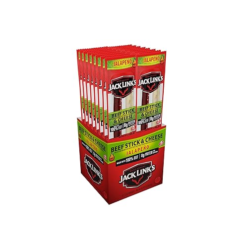 Jack Link's Jalapeno Beef & Cheese Combo, Spicy Snack Pack, Made with 100% Beef and Real Wisconsin Cheese, 8g protein, Great Stocking Stuffers, Individually Wrapped Snacks - 1.2 Ounce (Pack of 16) - Jalapeno - 16 Sticks