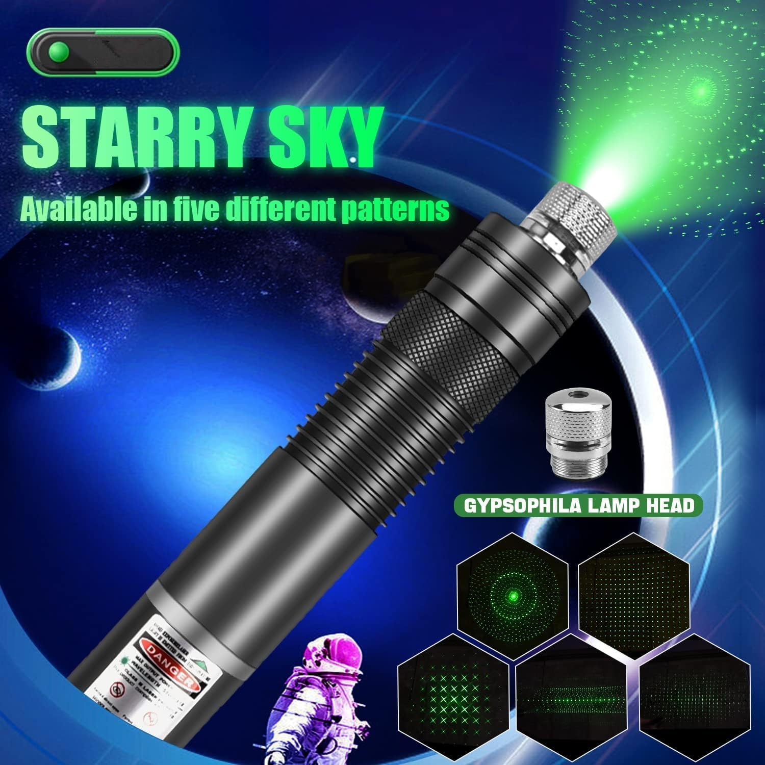 Rechargeable Green Beam Flashlight with Laser Pointer Long Distance Range for TV/LED/LCD Screens Presentation Office/Outdoors/Astronomic/Construction