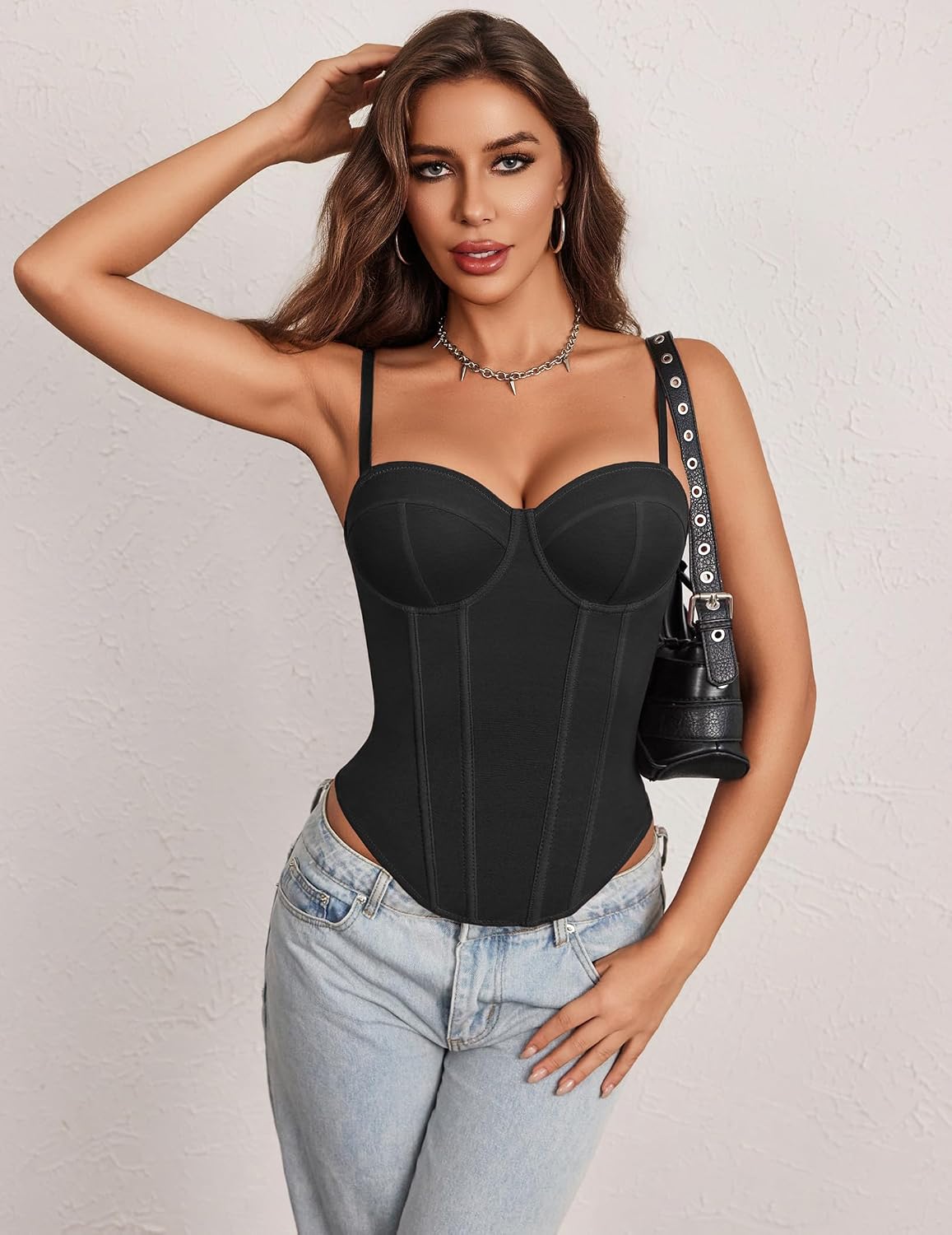 Corset Tops for Women with Underwire Y2K Bustier Top Sexy Going Out Tops