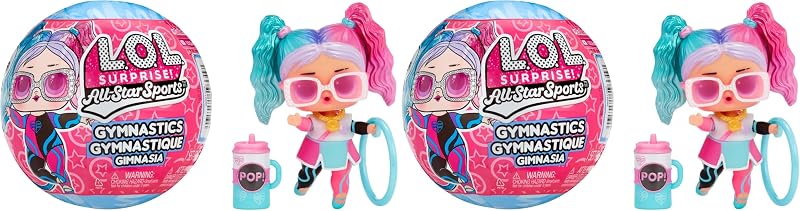LOL Surprise All Star Sports Gymnastics con muñeca coleccionable, 8 sorpresas, tema de gimnasia, bola de equilibrio, muñeca deportiva, gran regalo, muñeca de edición limitada (paquete de 2)