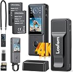 Z11 4K Caméra de corps avec enregistrement audio et vidéo, 128GB Cam du petit corps avec 180° Lentille tournante, 6HR pile & Vision nocturne, Caméra portable pour animal de compagnie, Maison, Bureau, Sécurité Police Application de la loi