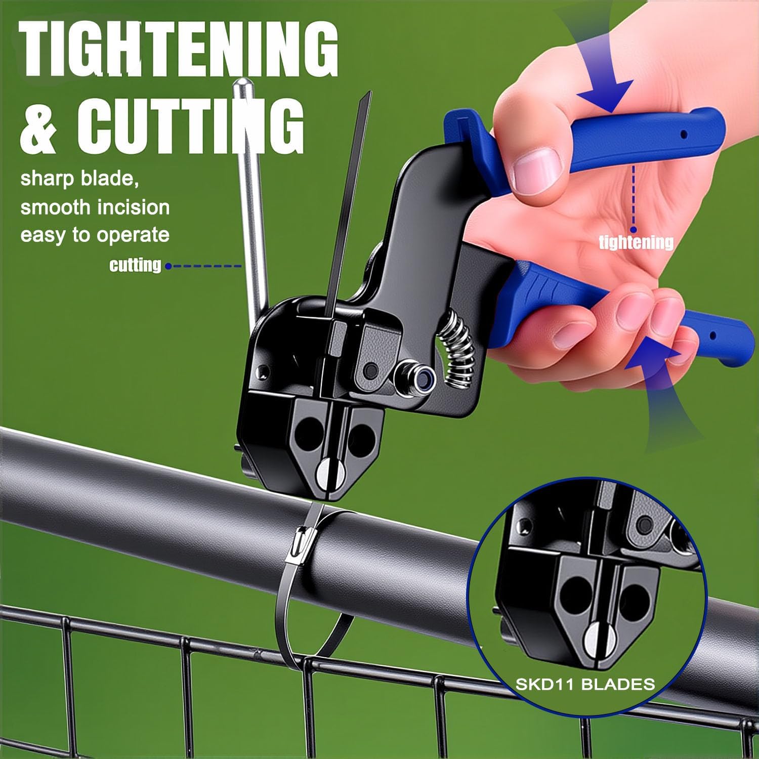Stainless Steel Cable Tie Gun Kit, 150pcs Black Metal Zip Ties (8" 11.8" 15.8"), Self-Locking, UV & Corrosion Resistant Stainless Zip Ties, for Fence, Exhaust Pipe, Chicken Coop, Farm Use