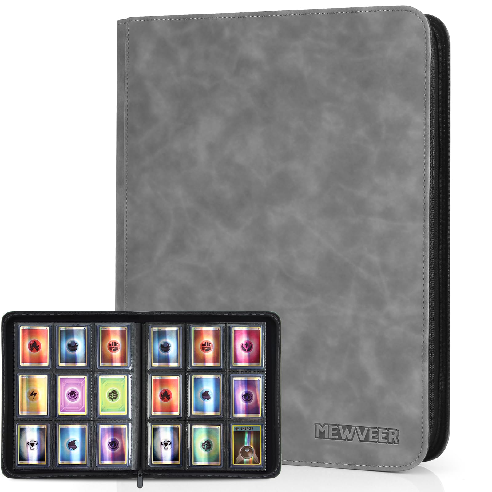 Top Loader Álbum Cartas, Album de Cartas, Capacidad para 252 Top Loaders 9 Bolsillos, Carpeta Cargadores Superiores Card Binder para Tarjeta YGO, Gris (No para cartas SIN un Top Loader)