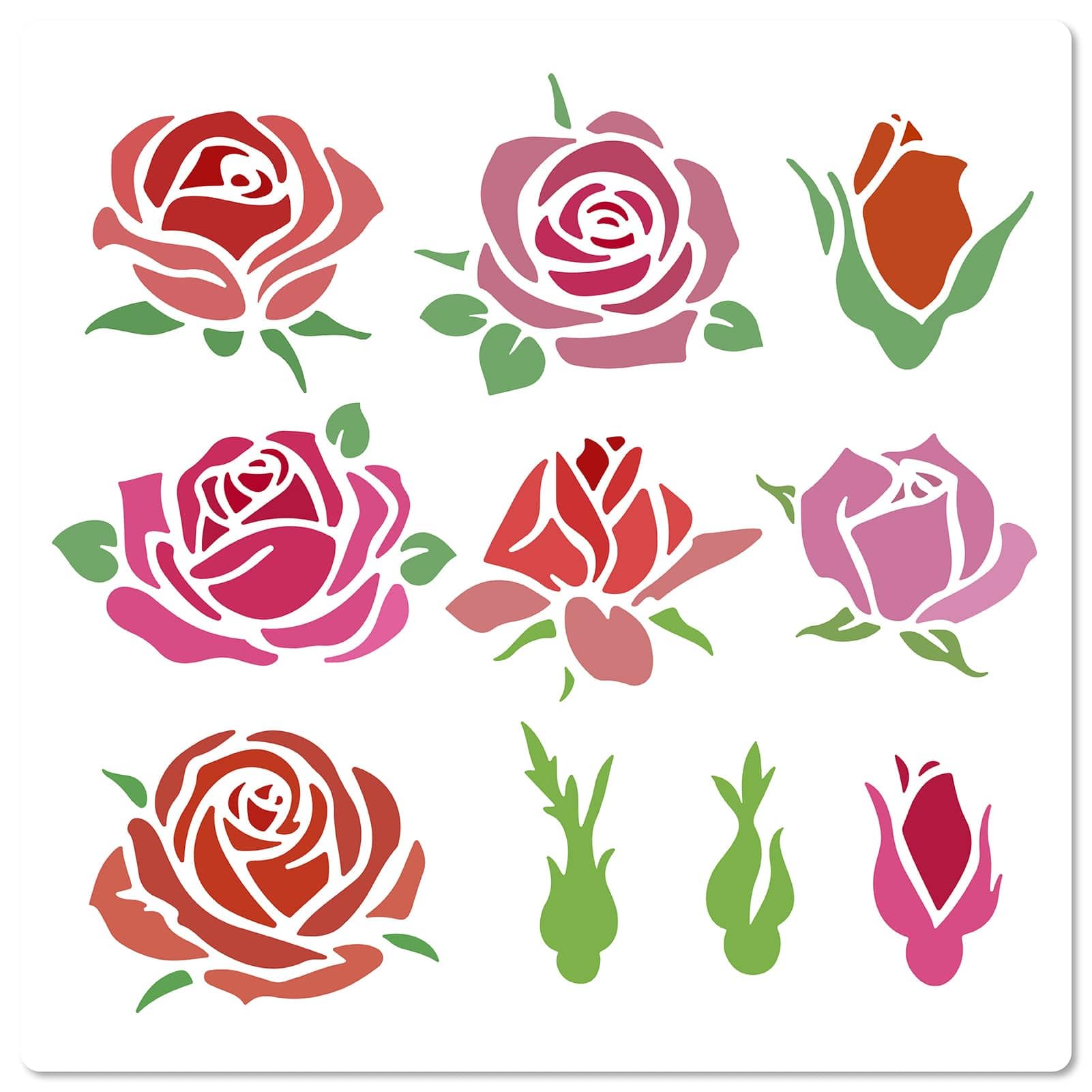 18 Stencil Fiori E Piante Per Pittura – Maschere Riutilizzabili In PET Per Decorazioni Fai Da Te