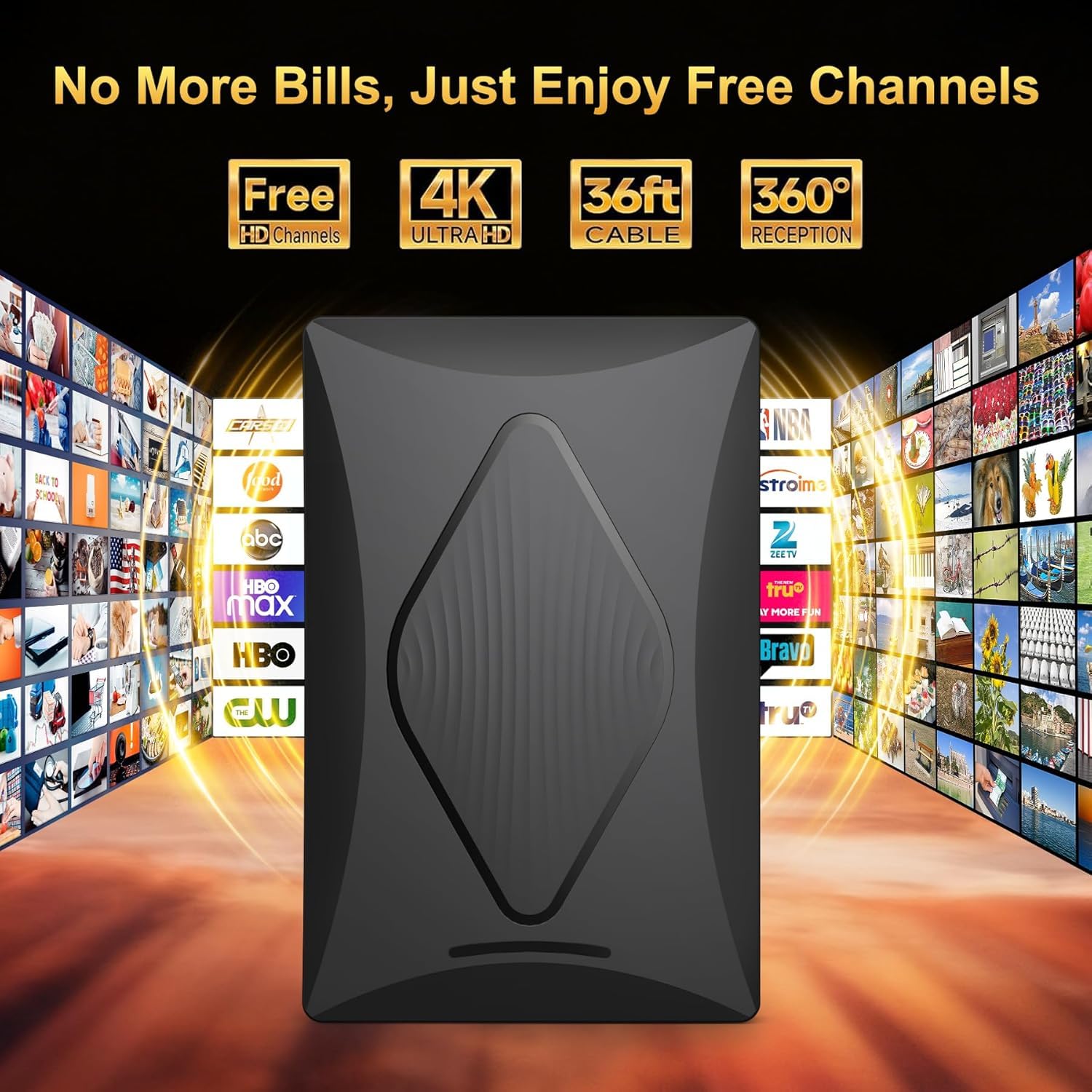 Antenna TV 2026 per TV digitale interno/esterno, 200% più ampia portata del segnale antenna HDTV a lungo raggio per canali locali, supporta 4k 8k 1080p con amplificatore di segnale