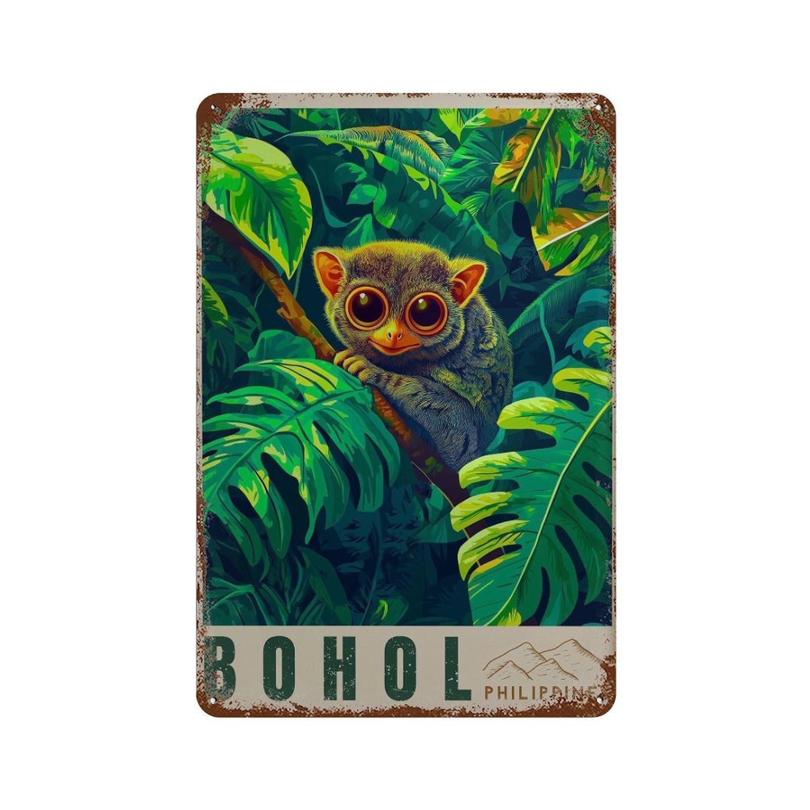 xiaoxiaoshen Bohol Tarsier Travel Philippines Island Wall Decor Art Metal Tin Poster Modern Home Decor Art Home Bar Shop Decorations Vintage Sign 30x20cm