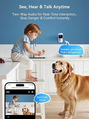 Miniatura 7 de Outinput Cámara de seguridad interior 2K WiFi CamSeguridad del hogar, monitor de bebé, cámara para mascotas, control de smartphone, alerta