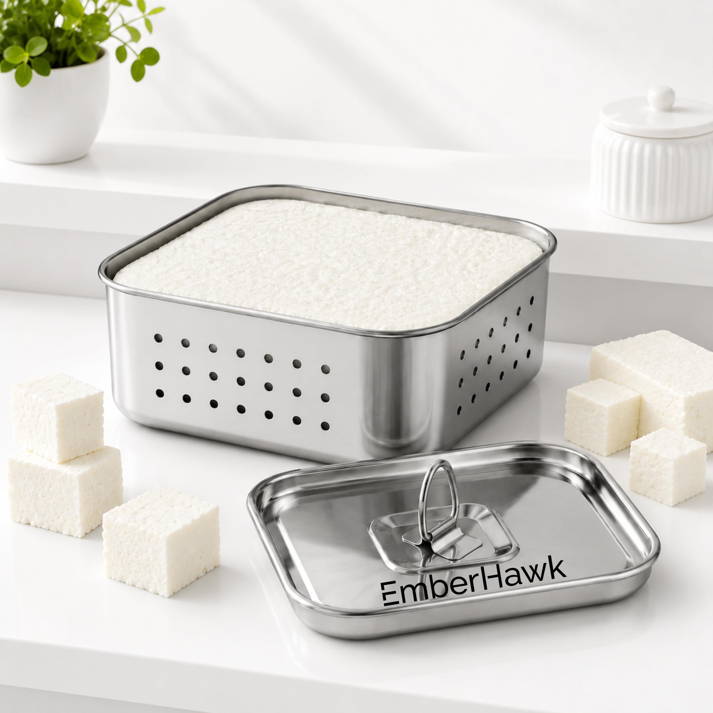 Paneer Maker Steel – 12.5 x 12.5 x 4.5 cm | Paneer Maker Mould Press for Healthy Homemade Paneer, Tofu & Cheese | Rust-Free Durable & Easy to Clean (550 ML)