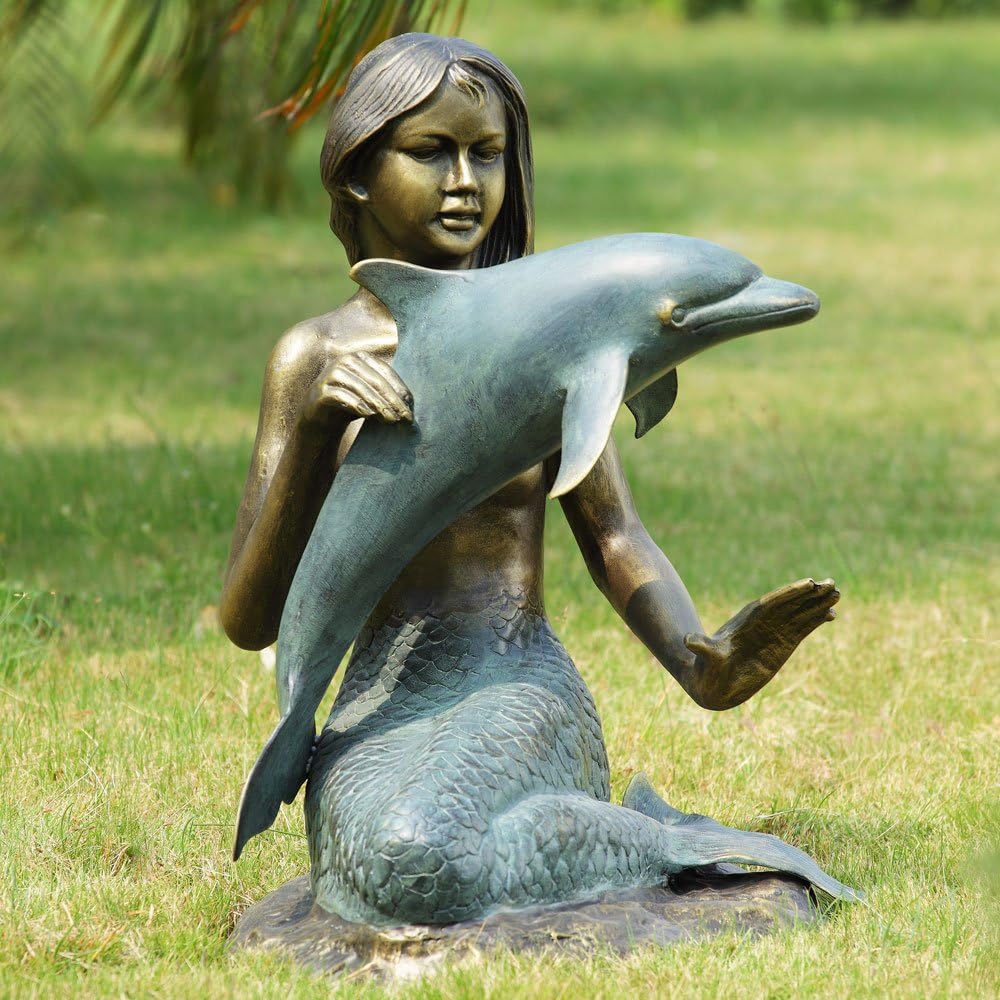 SPI Mermaid and Dolphin Garden Statue