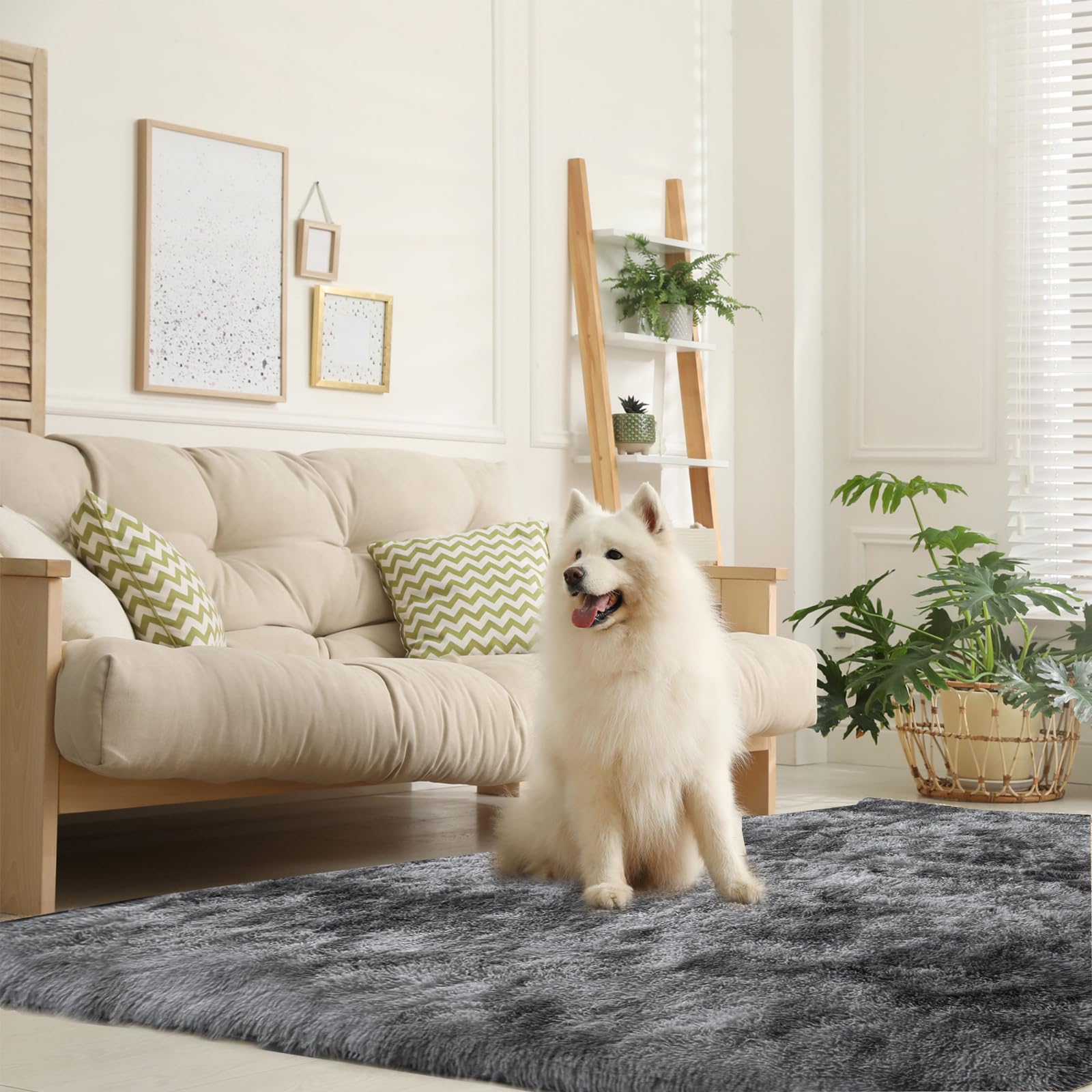 Tappeto Peluche Moderno 120x160 Cm - Antiscivolo, Lavabile, Per Salotto O Camera, Grigio Chiaro - Foto 12