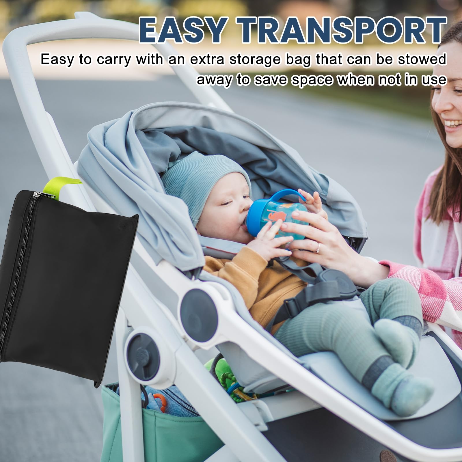 Torba transportowa do wózka dziecięcego, Gate Check torba podróżna z plecakiem, na wózek dziecięcy, fotelik dziecięcy Buggy – 120 x 63 x 43 cm – czarna