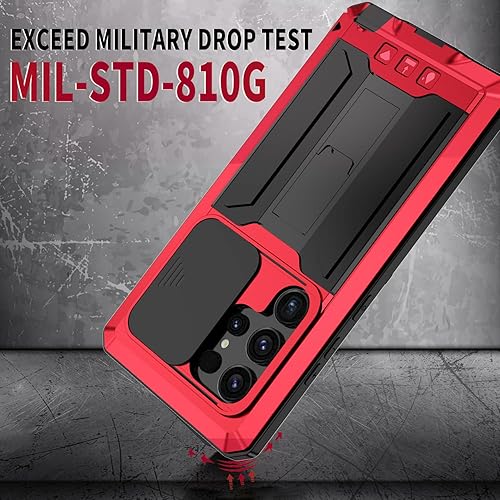 Miniatura 3 de Miimall Funda para Samsung S24 Ultra Metal, S24 Ultra Heavy Duty Fundas con protector de pantalla y soporte y cubierta para lente de cámara, funda