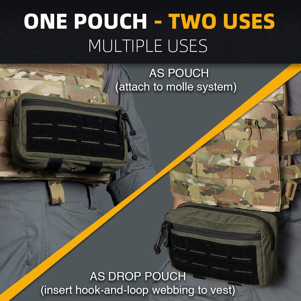 IDOGEAR Dump Tactical Pouches MOLLE Admin Pouch Military Modular Utility Tools EDC Multi-Purpose Bag Dual Zippers for Tactical Vest Chest Rig 500D Nylon
