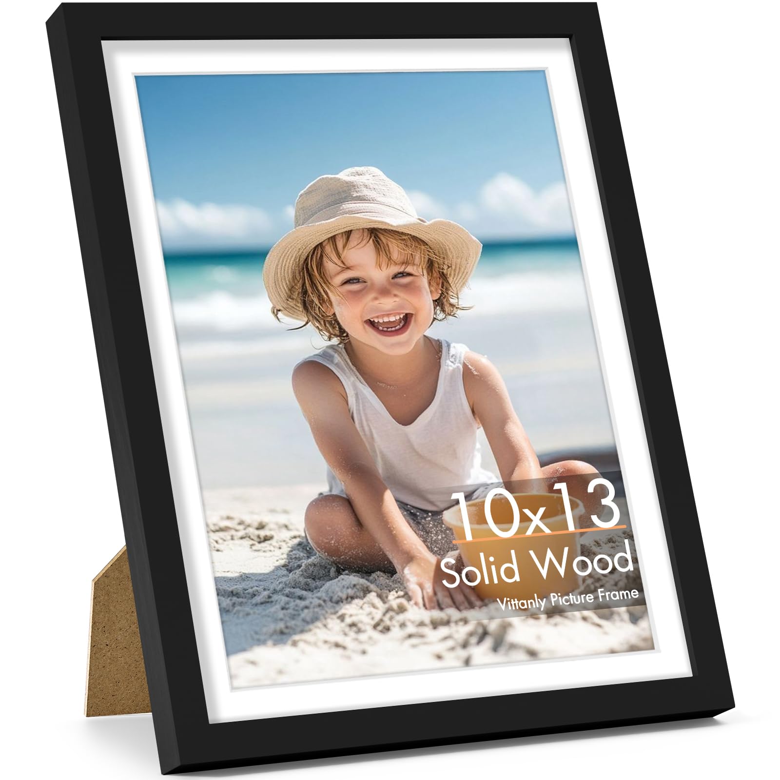 Vittanly 10x13 Solid Wood Picture Frame in Black