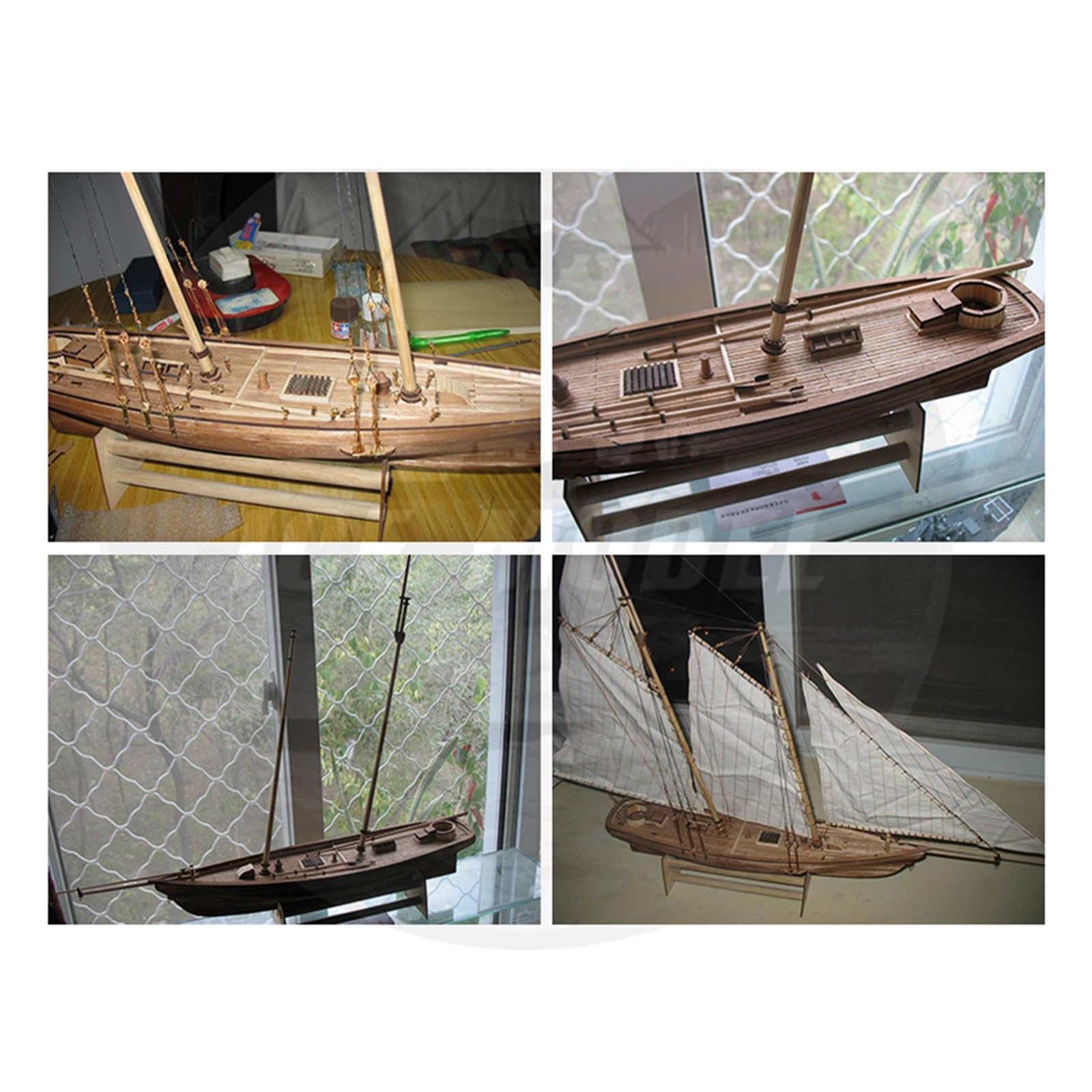 Amazon.co.jp: 1 セット 1:120 スケールミニ木製ヨット船キットボート