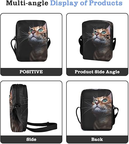Miniatura 4 de Bengal - Bolso bandolera con diseño de gato para mujeres y hombres, bandolera cruzada, bolsa de hombro pequeña con correa ajustable para viajes al