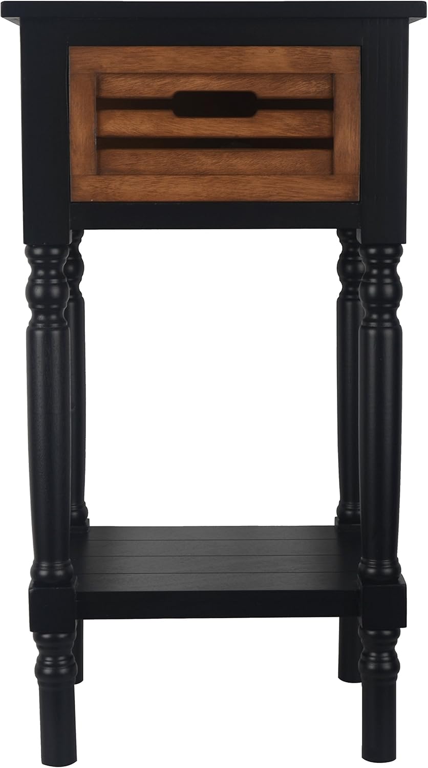 Décor Therapy Melody One Drawer Wood Side Table, Black