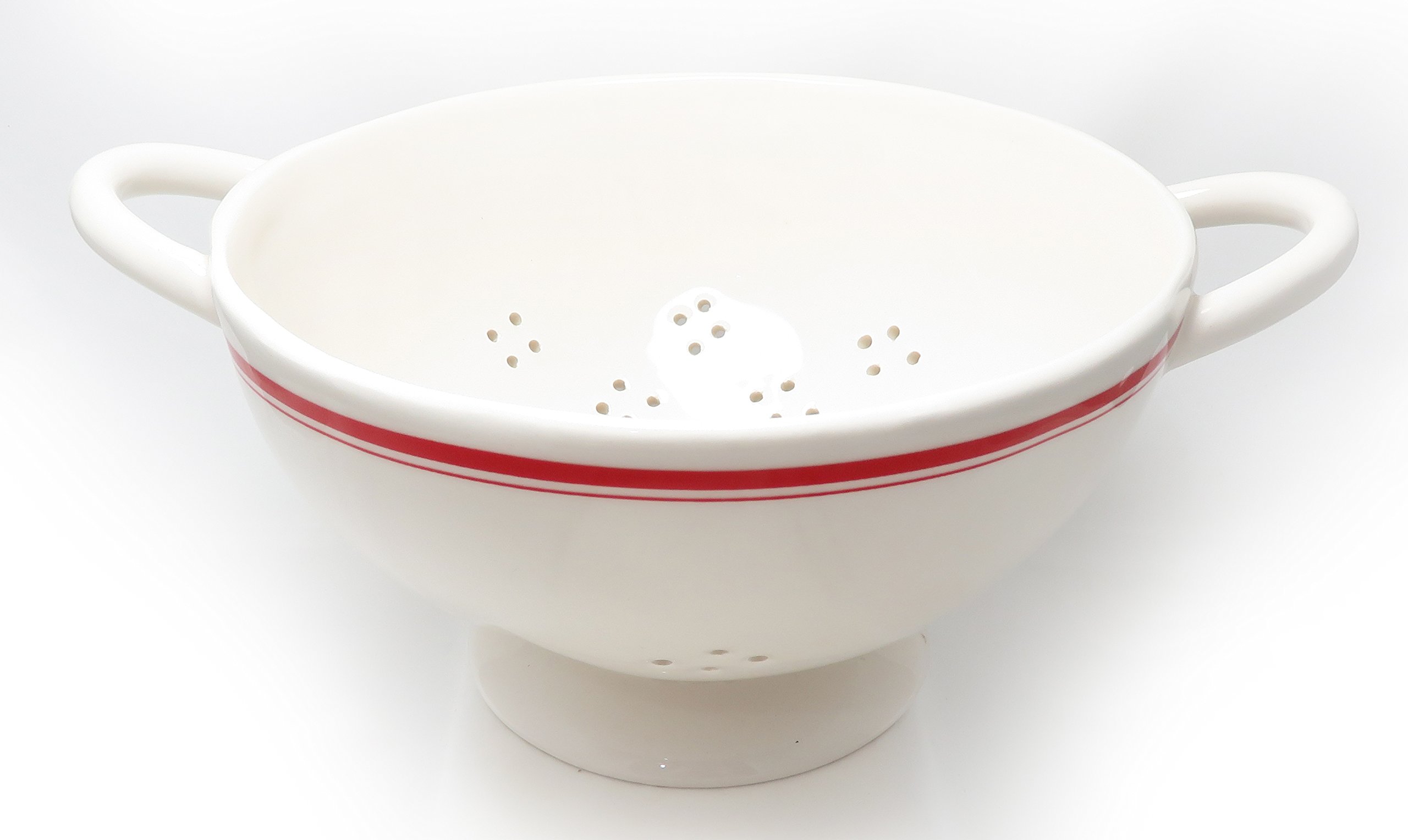 Rae Dunn By Magenta Script HOLD. Red Line Ceramic Colander