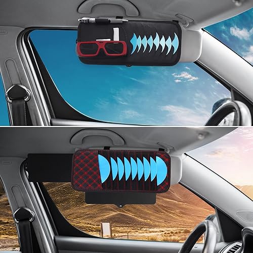 Miniatura 5 de PATIKIL Soporte para CD de visera, piel sintética, capacidad de 10 unidades, funda de disco de rejilla, organizador con correa para colección de