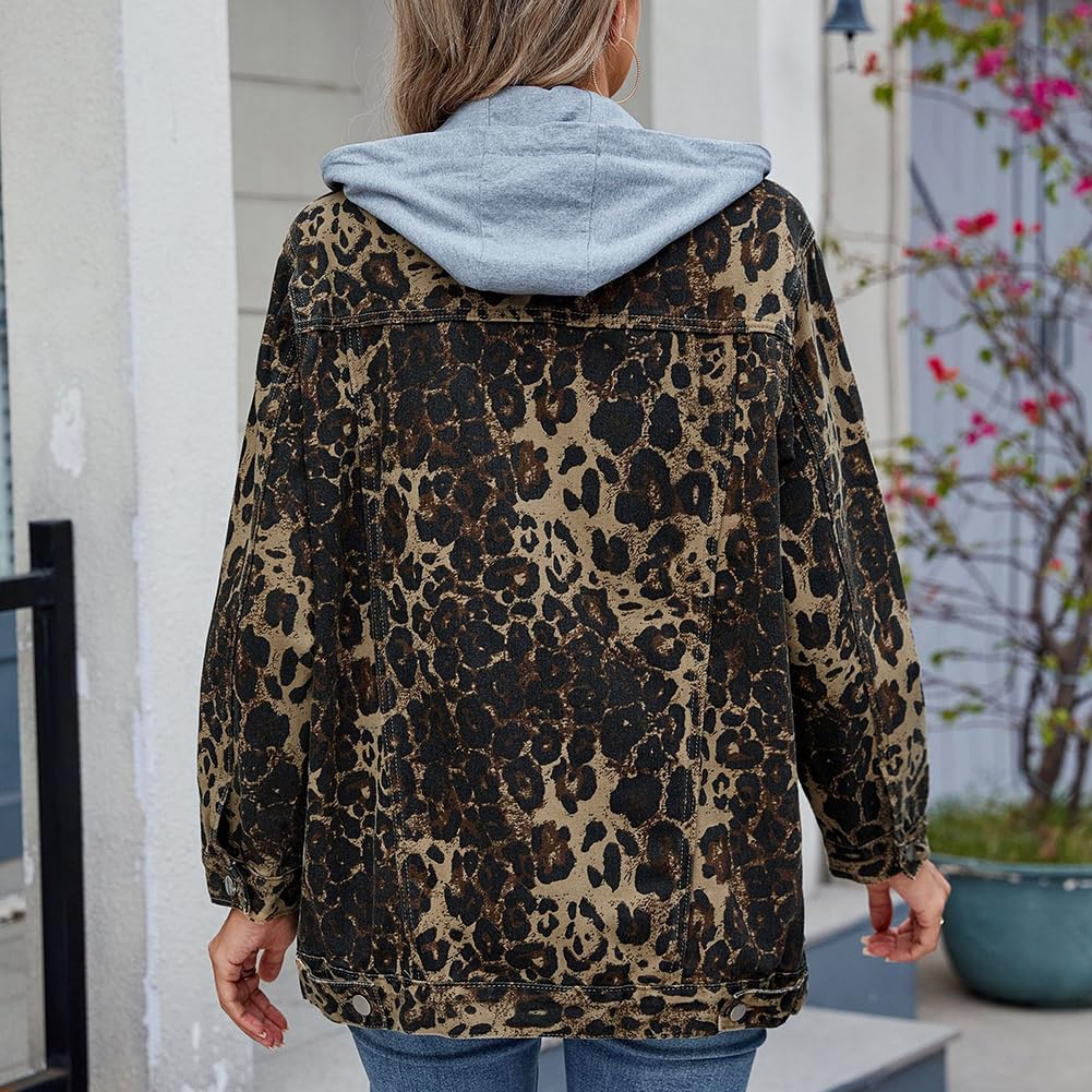 Mujer Chaqueta Vaquera de Camionero Retro Clásico Corte Holgado Denim Lavado Trucker Manga larga Abrigo de largo medio con Botones para uso diario