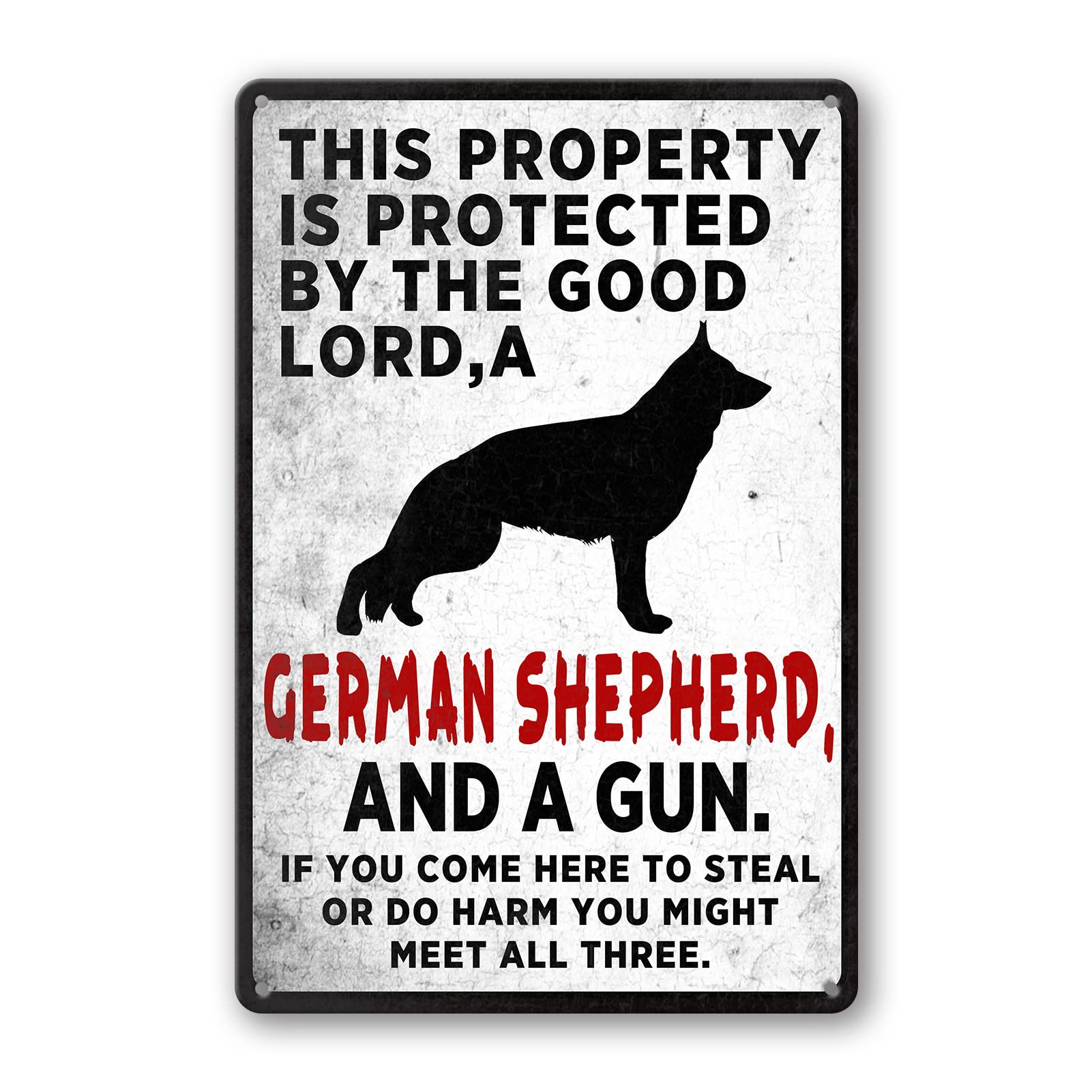 Beware of Dog German Shepherd Tin Sign, 8x12 Inch Yard