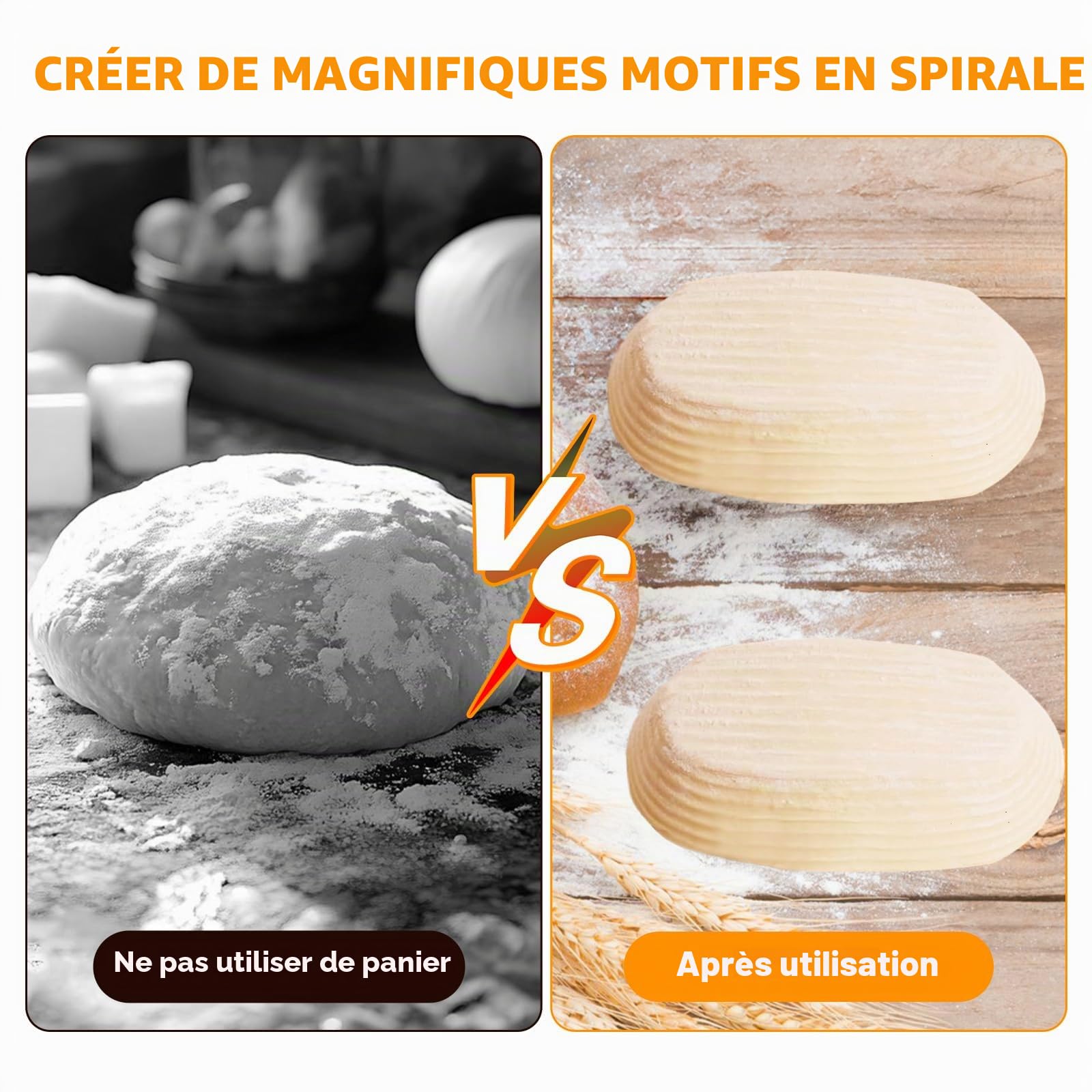 Lot de 6 Banneton pour Pain Ovale avec Doublure de Tissu, Petits paniers banneton de 15,2 cm, Accessoires pour la Cuisson du Pain, paniers de Fermentation en rotin pour la préparation de la