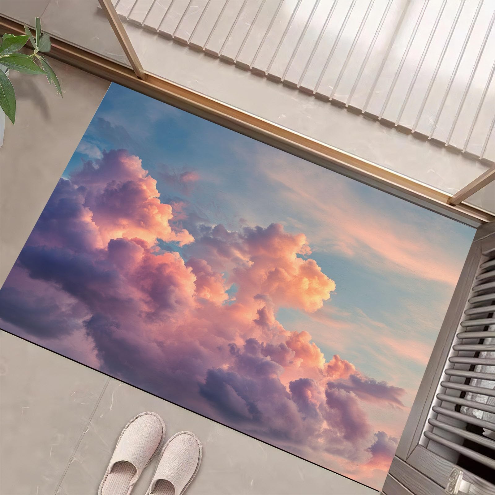 Paillasson intérieur entrée paysage de rêve bleu pour couloir lumineux