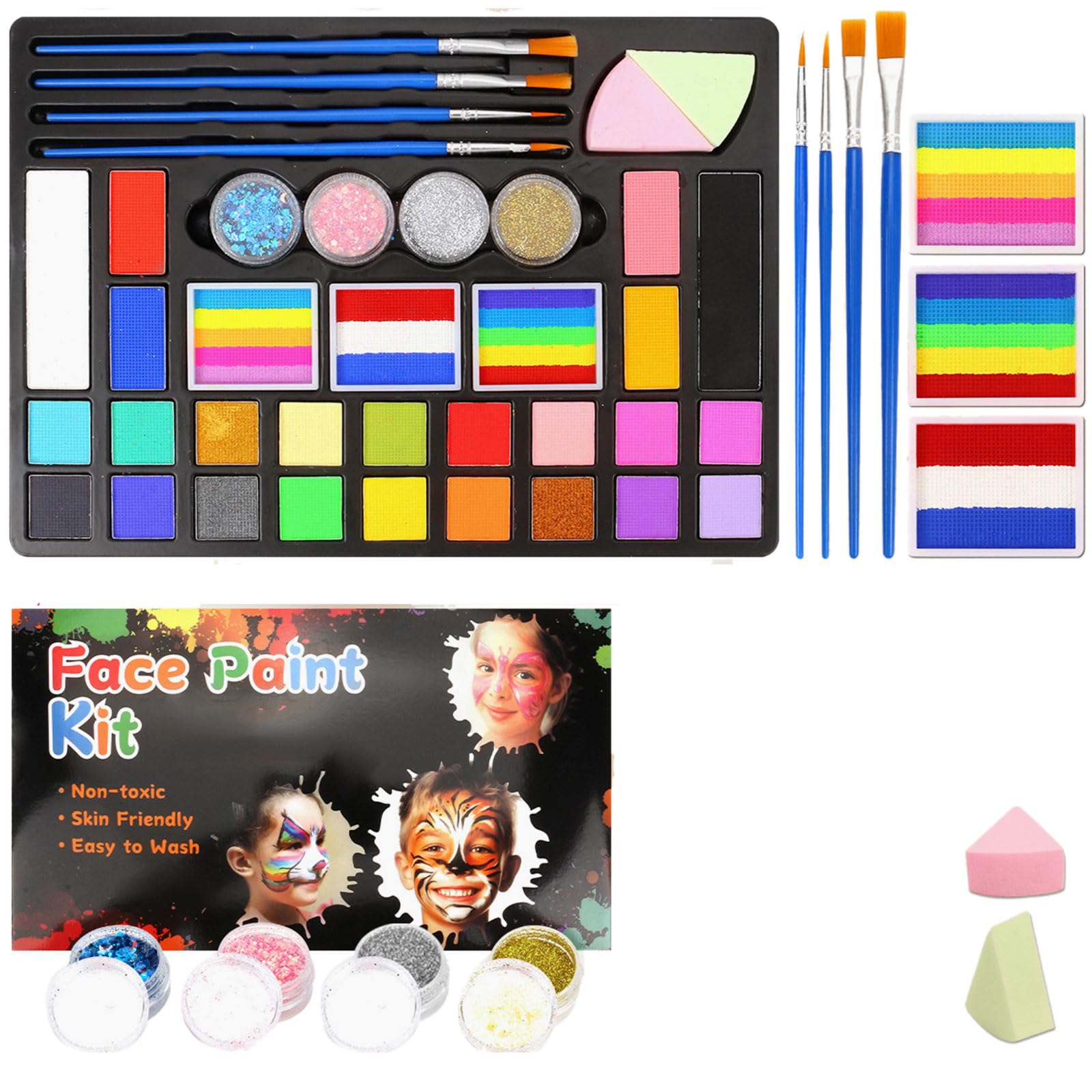 Kalttoy Face Painting Kits for Kids Water-Based Body Paint Sets Face Paint Halloween Birthdays Makeup Set Halloween Kits