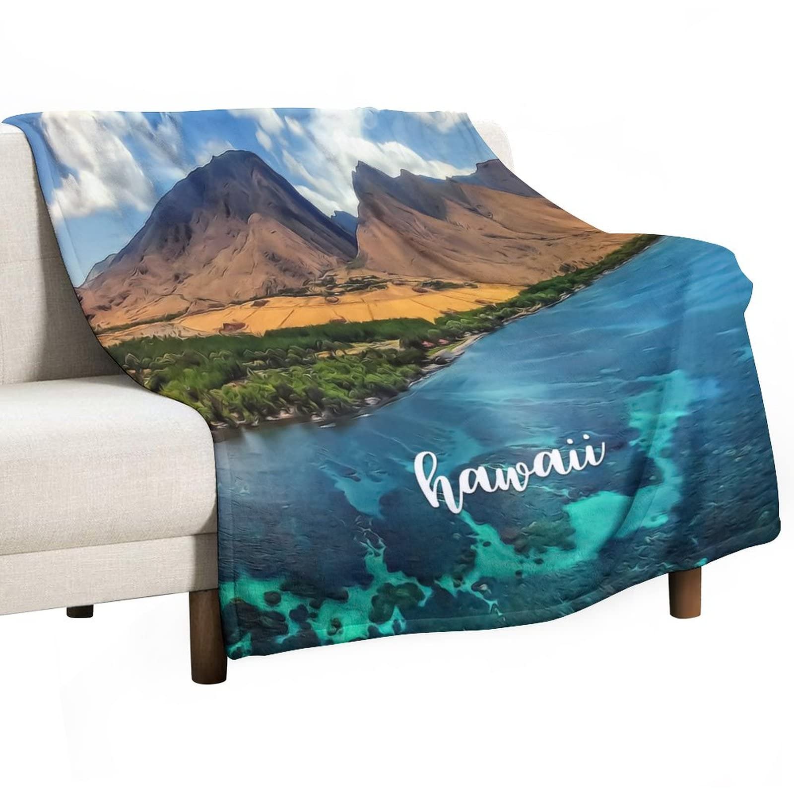 Couverture en flanelle polaire paysage urbain douce 130x150 cm pour lit