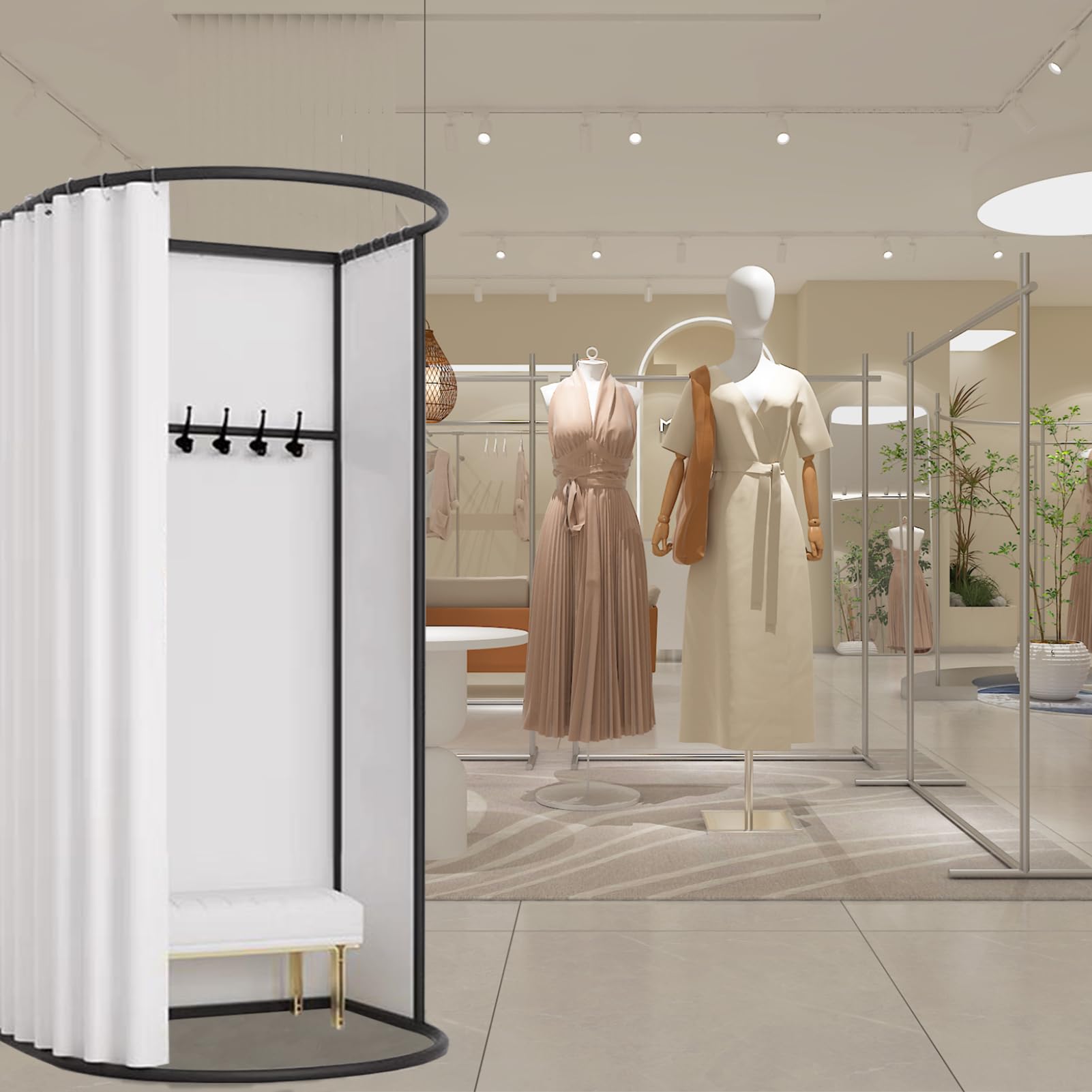 200x100x95CM Spogliatoio Camerino Mobile, Portatile Spogliatoio per La Protezione Della Privacy, Spogliatoio Semicerchio Mobile per Ufficio, Attività All'aperto, Boutique, Negozio di Abbigliamento