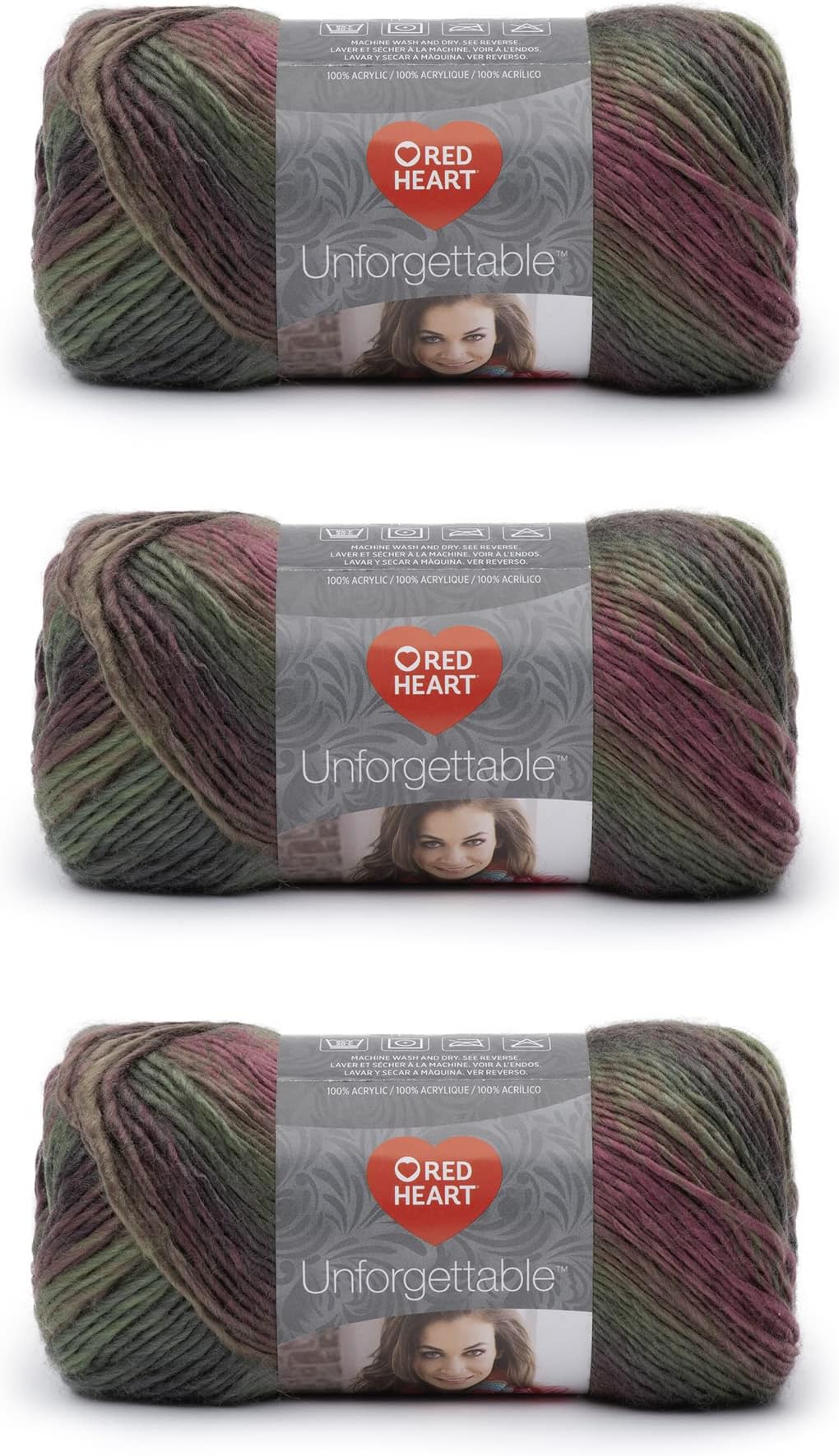 Boutique Unforgettable Echo Yarn - 3 Pack of 100g/3.5oz - Acrylic - 4 Medium (Worsted) - 270 Yards - Knitting/Crochet
