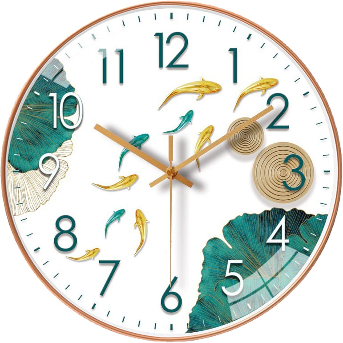 TEKCOOL Wall Clock 12" Silent Quartz Decorative Wall Clock Non-Ticking Classic Digital Clock Battery Operated Round Easy to Read Handheld Complete Home/Kitchen/Bedroom(409).