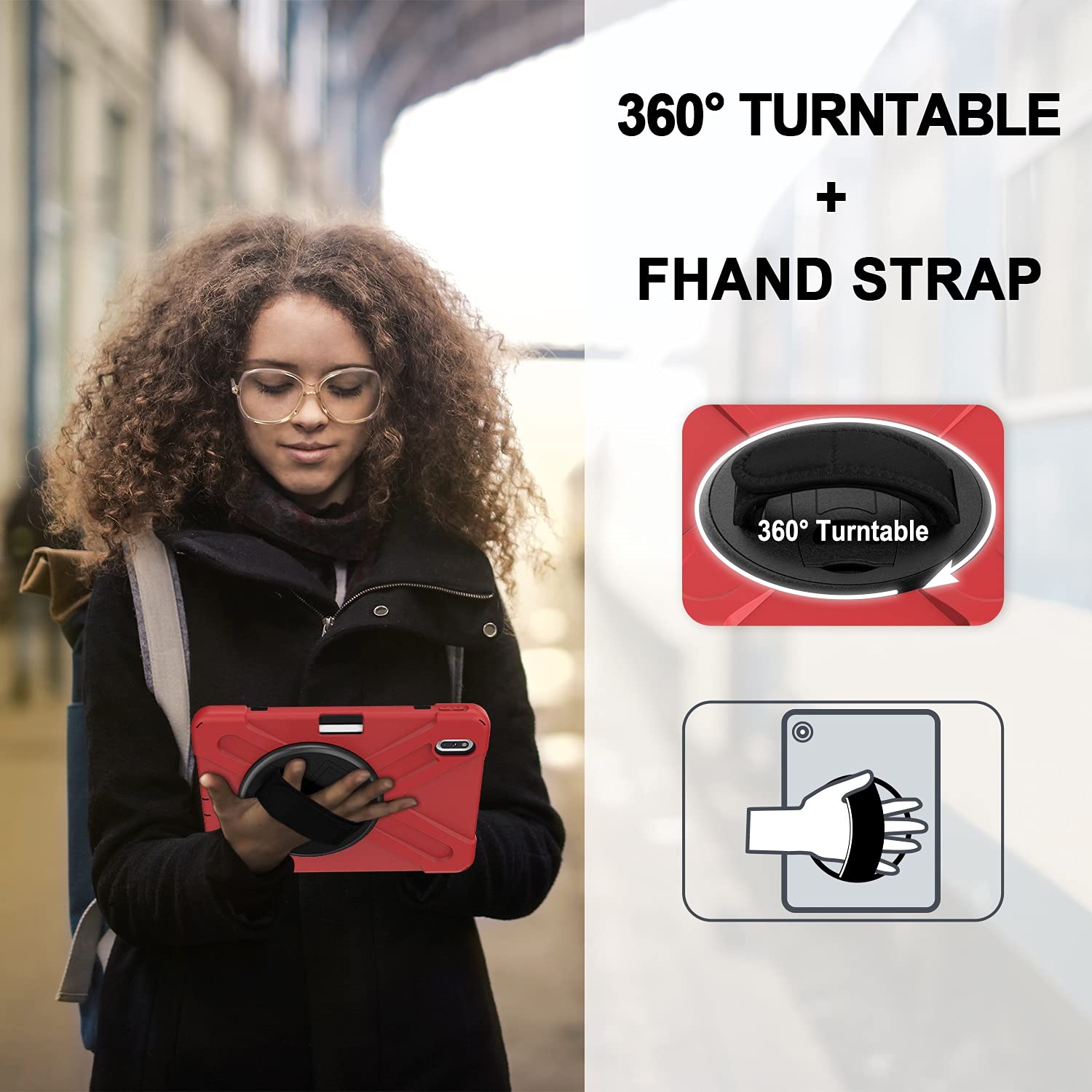 Pokrywa tabletki dla Huawei MatePad Pro 10.8/10.8 5g, Kids Full Ciało na wstrząsy na wstrząsy tabletki z paskiem na rękę/Pasek na ramię Obrotowy kickstand