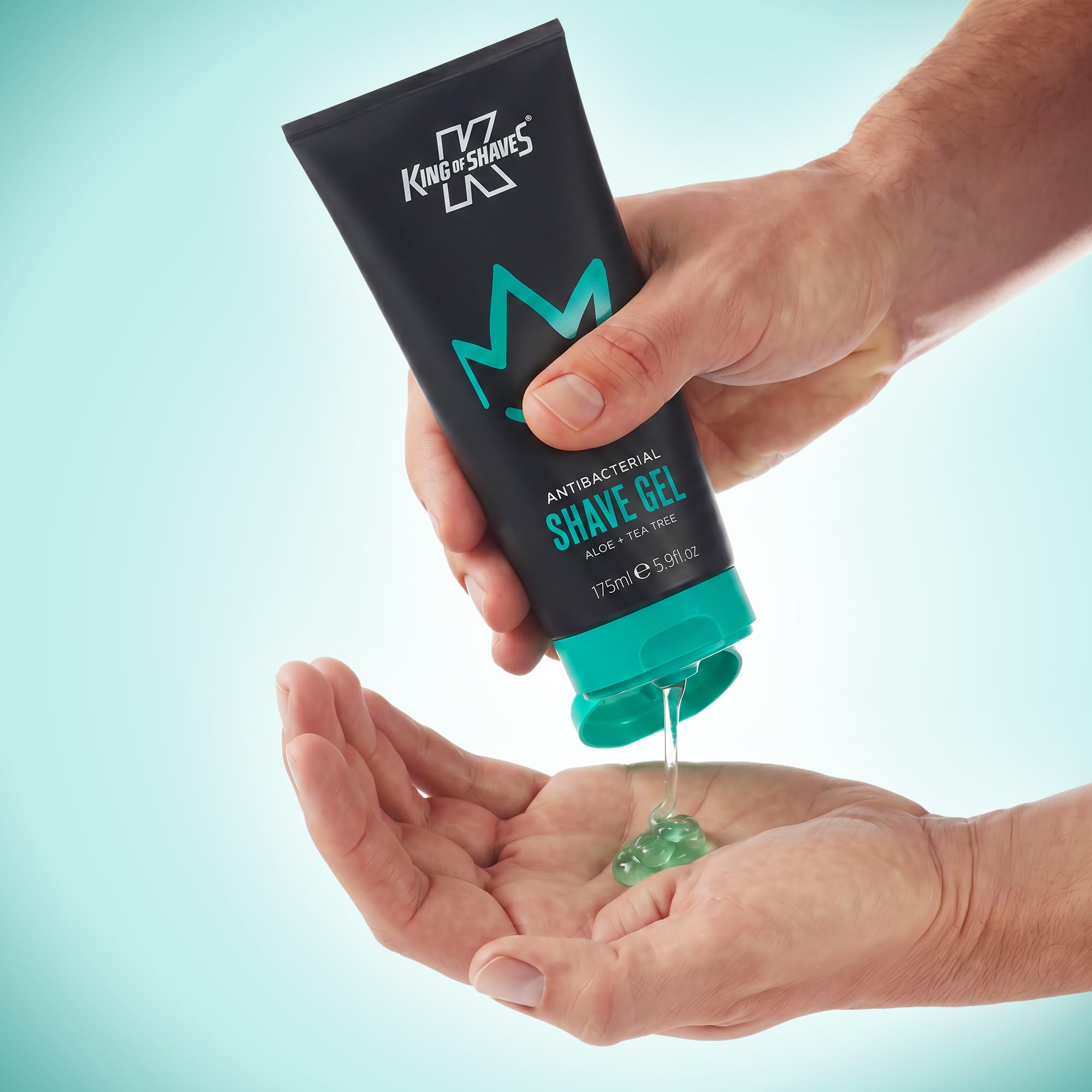 King of Shaves Gel de Afeitar Antibacteriano para Hombre Pack Cuádruple 4 x 175ml, Gel Bajo en Espuma para Piel Sensible, Aloe Vera y Árbol de Té, Vegan, 96% Natural