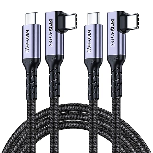 Miniatura 10 de Cable USB C corto de 100W 3.1 ángulo recto [1.5 pies, 2 paquetes], carga rápida de 5A, cables con chip E-Marker de datos de alta velocidad 10Gbps,