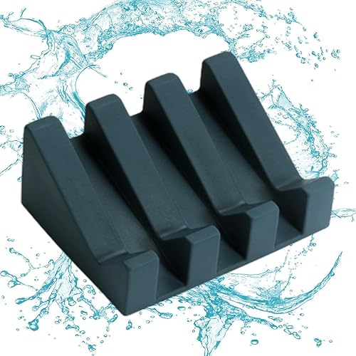 Bandeja de jabonera, soporte portátil autodrenante para jabón, soporte de silicona para ahorrador de jabón, bandeja de tocador de forma rectangular,