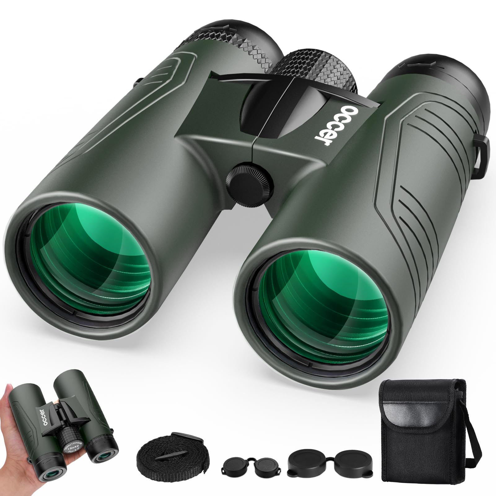 15x42 Binoculars for Adults High Powered - Occer HD Lightweight Travel Hunting Binoculars with Clear Low Light Vision for Bird Watching, Whale