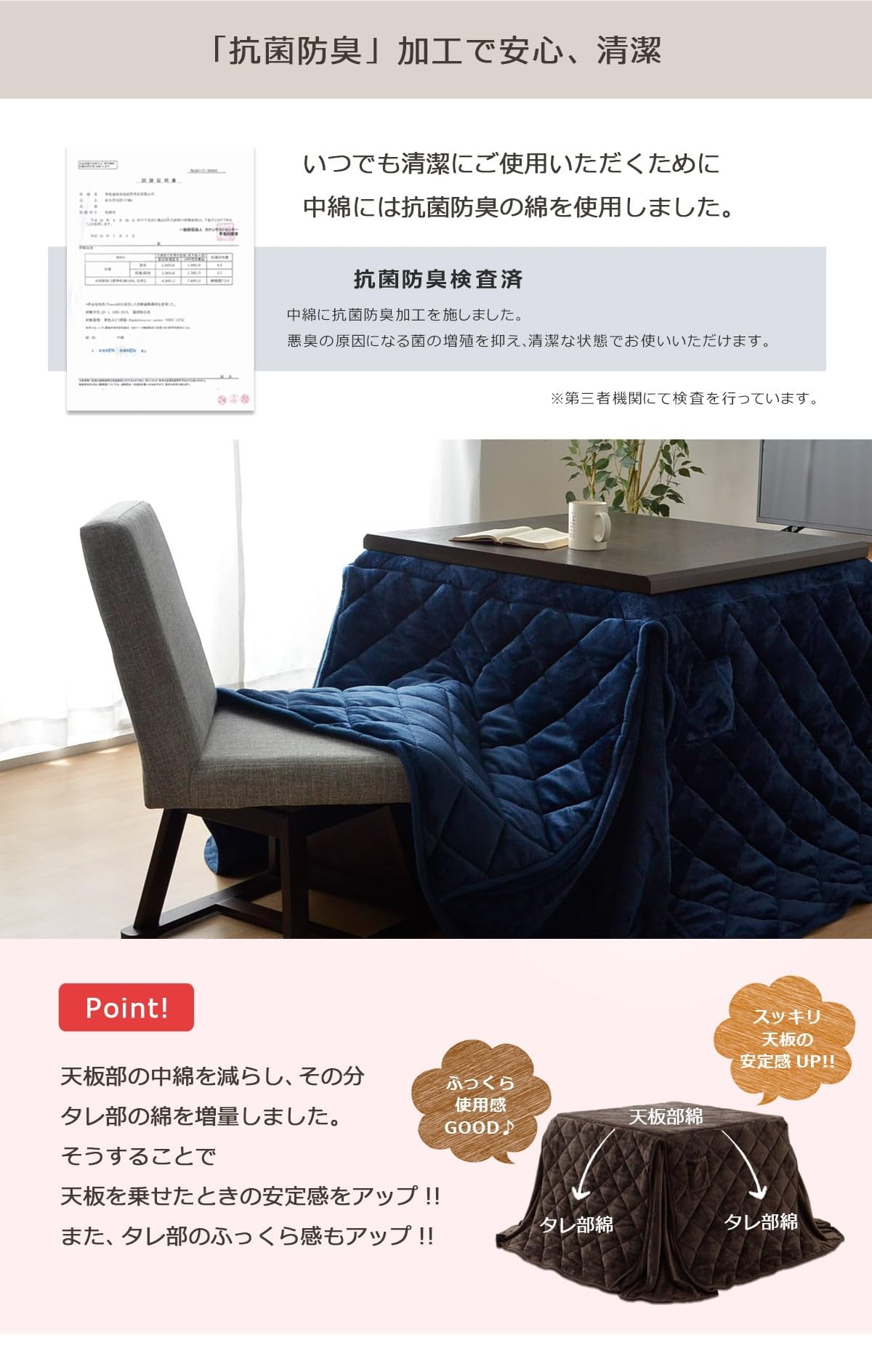 Amazon.co.jp: こたつ布団 正方形 省スペース ハイタイプ こたつ